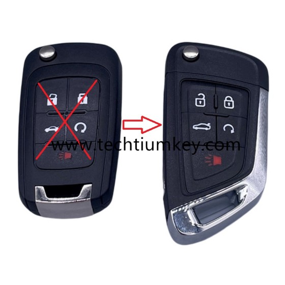 with logo 4+1 button remote flip key shell for Buick