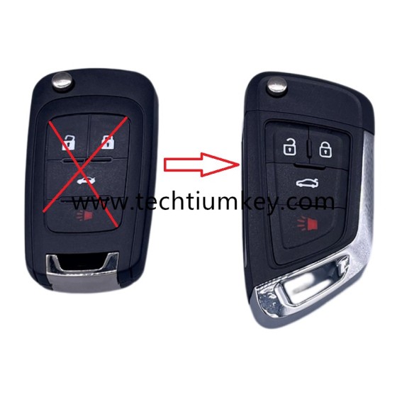 without logo 3+1 button remote flip key shell for Buick