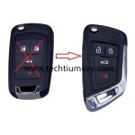 with logo 3+1 button remote flip key shell for Buick