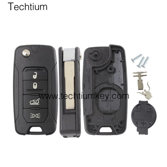 with battery clamp 4 button remote flip key shell for Chrysler