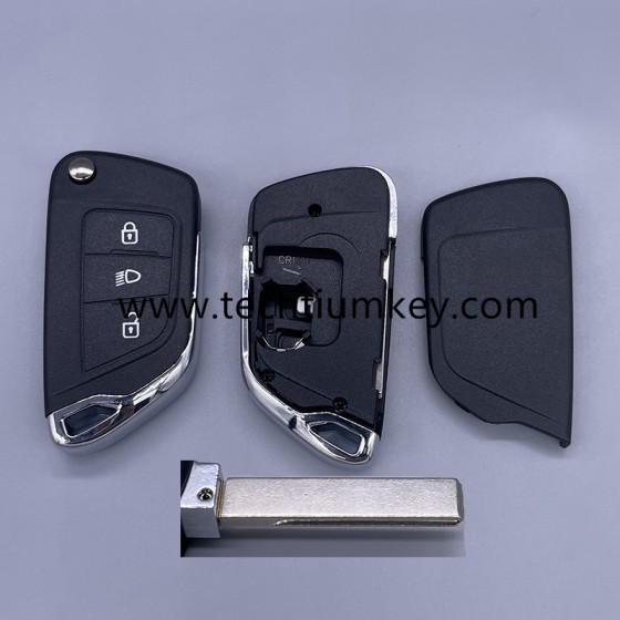 with battery place, 407/HU83 blade Light button 3 button remote key shell for Citroen