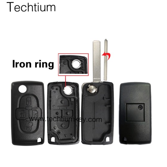 without Battery place 307/ VA2 blade 4 button remote key shell for Citroen