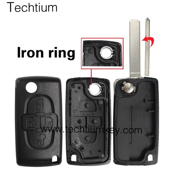 without Battery place 307/ VA2 blade 4 button remote key shell for Citroen