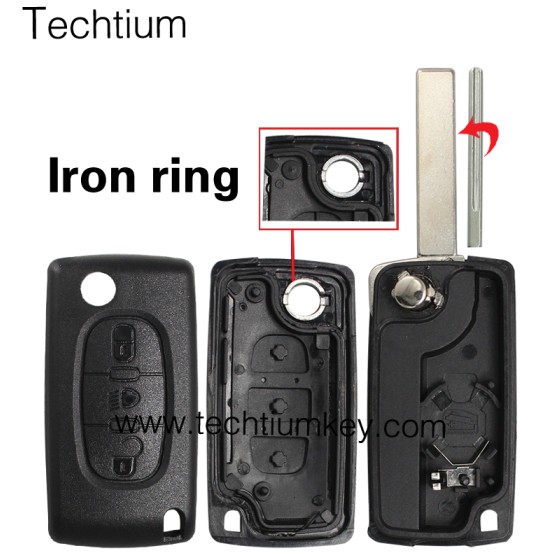 with battery place 407/HU83 blade Light button 3 button remote key shell for Citroen,Peugeot