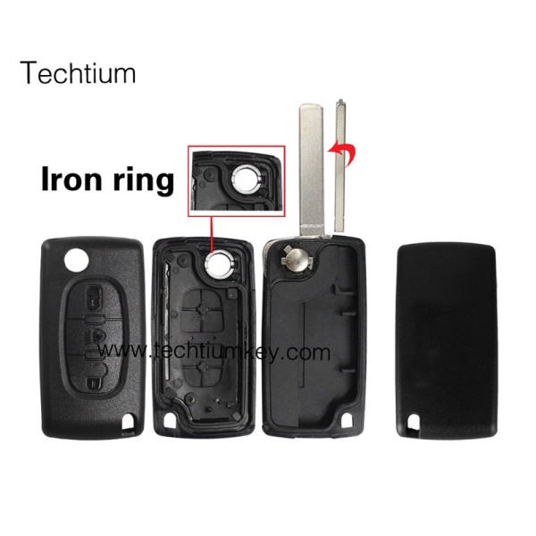 without battery place 307/VA2 blade Light button 3 button remote key shell for Citroen,Peugeot