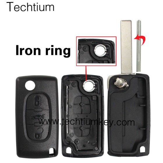 without battery place 407/HU83 blade Truck button 3 button remote key shell for Citroen,Peugeot