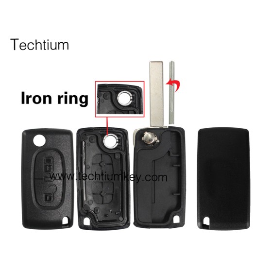 without battery place 407/HU83 blade 2 button remote key shell for Citroen,Peugeot