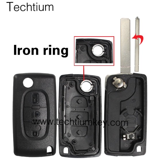 with battery place 307/VA2 blade Light button 3 button remote key shell for Citroen,Peugeot