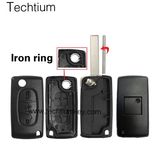 without battery place 407/HU83 blade Light button 3 button remote key shell for Citroen,Peugeot