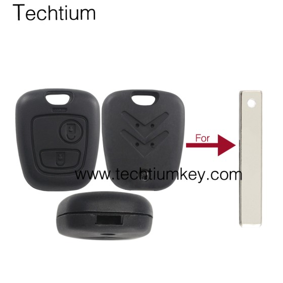 407/HU83 blade hole 2 button remote key shell for Citroen