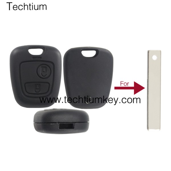 407/HU83 blade hole 2 button remote key shell for Citroen