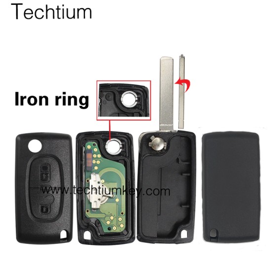 0523 FSK 433Mhz PCF7941 chip 307/VA2 blade 2 button remote key for Citroen cars after 2011