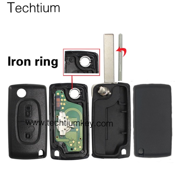 0523 ASK 433Mhz PCF7941 chip 407/HU83 blade 2 button remote key for Citroen cars 2006-2011