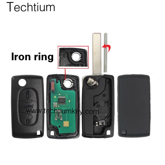 0536 ASK 433Mhz ID46/PCF7961 chip 407/HU83 blade 3 button remote key for Citroen 2006-2011