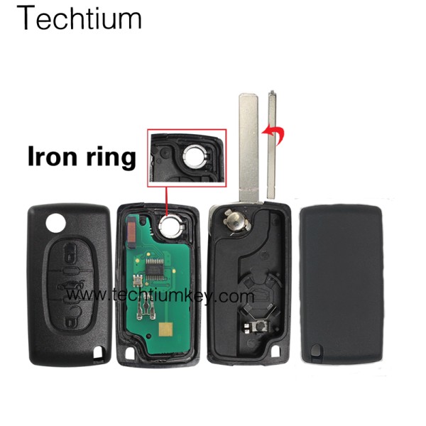 0536 ASK 433Mhz ID46/PCF7961 chip 307/VA2  blade 3 Tasten Fernschlüssel für Citroen 2006-2011