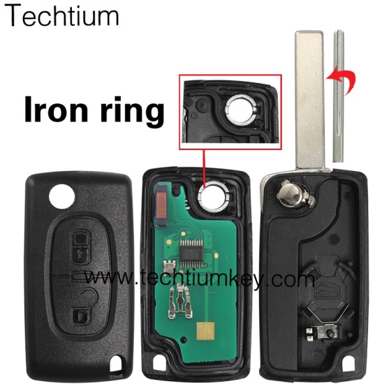 0536 ASK 433Mhz ID46/PCF7961 chip 407/HU83 blade 2 button remote key for Citroen 2006-2011