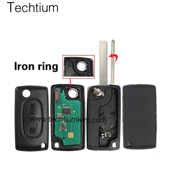 0536 ASK 433Mhz ID46/PCF7961 chip 307/VA2  blade 2 button remote key for Citroen 2006-2011