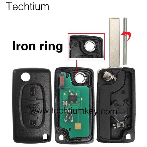 0536 ASK 433Mhz ID46/PCF7961 chip 407/HU83 blade 3 button remote key for Citroen 2006-2011