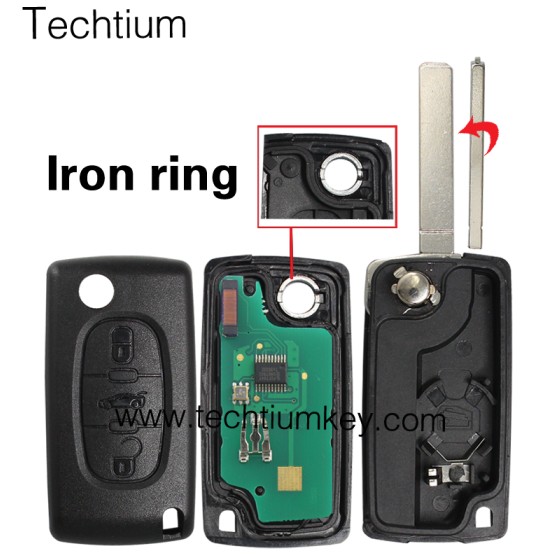 0536 ASK 433Mhz ID46/PCF7961 chip 307/VA2 blade 3 button remote key for Citroen 2006-2011