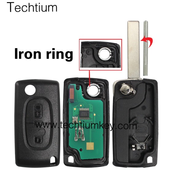 0536 ASK 433Mhz ID46/PCF7961 chip 407/HU83 blade 2 button remote key for Citroen 2006-2011