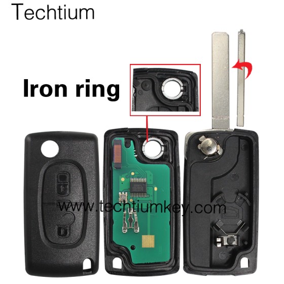 0536 ASK 433Mhz ID46/PCF7961 chip 307/VA2 blade 2 button remote key for Citroen 2006-2011